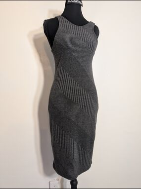 cleo Charcoal Ribbed Tank Midi Dress